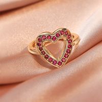 Fashion Micro Inlaid Zircon Open Adjustable Copper Ring Real Gold Plating sku image 15