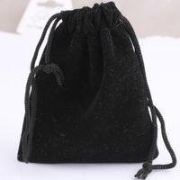 Simple Black Flannel Drawstring Jewelry Packing Bag Wholesale main image 4
