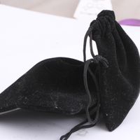 Simple Black Flannel Drawstring Jewelry Packing Bag Wholesale main image 5