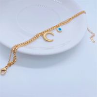 Moda 18k Chapado En Oro Luna Ojo Doble Cadena Titanio Acero Pulsera main image 5