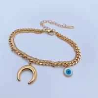 Fashion 18k Gold Plating Moon Eye Double Chain Titanium Steel Bracelet main image 3