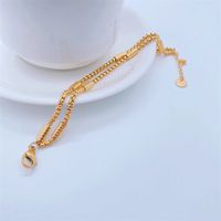 Fashion 18k Gold Plating Hip Hop Double Chain Titanium Steel Bracelet main image 5