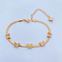Fashion Elegant 18k Gold Plating Butterfly Snake Bone Chain Titanium Steel Bracelet main image 6