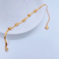 Moda Elegante 18k Chapado En Oro Mariposa Serpiente Hueso Cadena Titanio Acero Pulsera main image 5