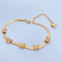 Fashion Elegant 18k Gold Plating Butterfly Snake Bone Chain Titanium Steel Bracelet main image 3