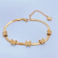 Fashion Elegant 18k Gold Plating Butterfly Snake Bone Chain Titanium Steel Bracelet main image 2