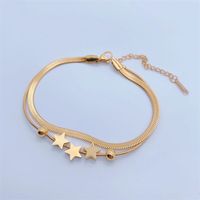 Fashion Elegant 18k Gold Plating Star Double Layer Chain Titanium Steel Bracelet main image 1