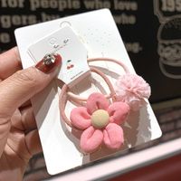 Korean Girl Heart  Flower Hair Rope Candy Color Lace Ball Little Girl Student Tie Hair Head Rope Hair Scrunchies sku image 3