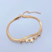 Fashion Elegant 18k Gold Plating Star Double Layer Chain Titanium Steel Bracelet main image 3