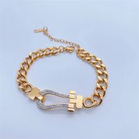 Fashion Elegant 18k Gold Plating Crossed Thick Chain Titanium Steel Bracelet main image 1