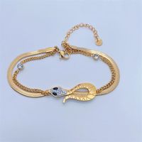 Fashion Elegant 18k Gold Plating Snake Flat Chain Titanium Steel Bracelet main image 1