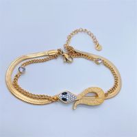 Fashion Elegant 18k Gold Plating Snake Flat Chain Titanium Steel Bracelet main image 5