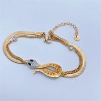Fashion Elegant 18k Gold Plating Snake Flat Chain Titanium Steel Bracelet main image 4