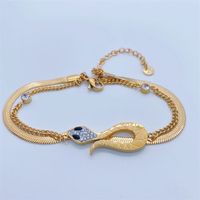 Fashion Elegant 18k Gold Plating Snake Flat Chain Titanium Steel Bracelet main image 2