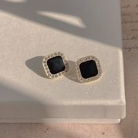 Fashion Simple Square Alloy Stud Earrings Women's Diamond-embedded Wholesale main image 1