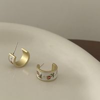 Pendientes De Botón De Aleación En Forma De Flor De Tulipán De Moda Para Mujer main image 1