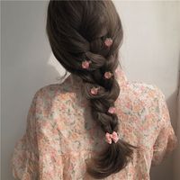 Fashion Sweet Pink Barrettes Girl Bow Peach Camellia Heart Shaped Hairpin Accessories main image 1