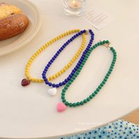 Fashion Summer New Heart Shaped Contrast Color Acrylic Necklace main image 5