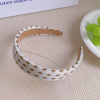 Fashion Green Wide Brim Solid Color Plaid Hair Band Women's main image 2