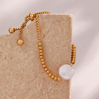 Retro Style Pearl Stainless Steel Plated 18k Beads Drawstring Bracelet main image 3