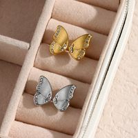 Fashion Animal Earrings Jewelry Stainless Steel Plated 18k Gold Butterfly Zircon Stud Earrings main image 1