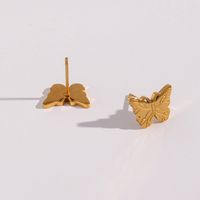 Mode Géométrique Animaux Boucles D'oreilles En Acier Inoxydable Plaqué 18k Or Sculpté Papillon Oreille Goujons main image 3