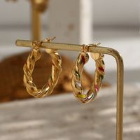 Fashion Stainless Steel Plated 18k Colorful Oil Woven Texture Earrings main image 3