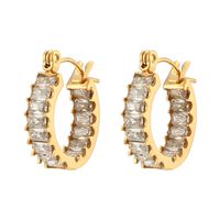 Fashion Round Plating Stainless Steel Zircon Gold Plated Earrings main image 5