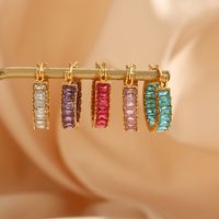 Fashion Round Plating Stainless Steel Zircon Gold Plated Earrings main image 1