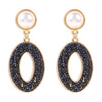 Fashion Bead Earrings Boho Creative Geometric Oval Hollow Pearl Earrings Wholesale Nihaojewelry sku image 5