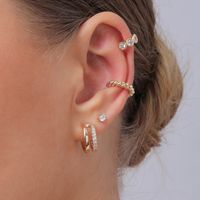 Fashion Jewelry Simple Metal Zircon Frosty Alloy Earrings Set main image 1