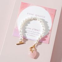 Fashion Jewelry Natural Pink Crystal Heart-shaped Stone Alloy Bracelet main image 2
