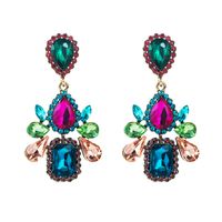 Fashion New Women Colorful Rhinestone Flower  Glass Drill Earrings main image 3
