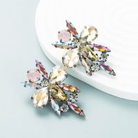 New Creative Flower Colorful Rhinestone Female Alloy Earrings Wholesale main image 3