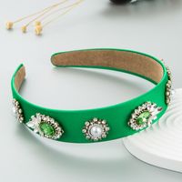 Women's Retro Wide-brimmed Imitation Pearl  Baroque Inlaid Diamond Zircon Headband main image 5