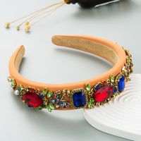 Fashion Baroque Shiny Geometric Color Glass Drill Retro Women's Hair Accessories Headband main image 5