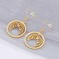 Fashion New Stainless Steel Round Hollow Angel Wings Ear Hook main image 4