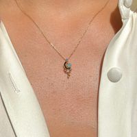 Fashion Star Moon Zircon Pendant Clavicle Chain  Ornament Copper Necklace main image 1