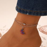 Fashion Dripping Butterfly Double-circle Female Bohemian Pendant Beach Alloy Anklet main image 5