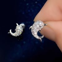 Exquisite And Small Rhinestone Dolphin Ear Studs main image 3