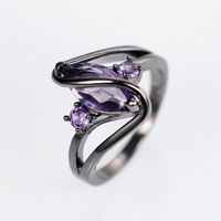 Black Purple Horse Eye Ring Trendy Fashion Zircon Ring main image 3