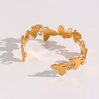 Fashion Bracelet Ornament Stainless Steel Plated 18k Golden Open-end Butterfly Bracelet main image 3