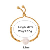 Retro Style Pearl Stainless Steel Plated 18k Beads Drawstring Bracelet main image 4