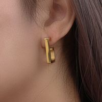 Simple Heart Shape Ear Hoop Jewelry Stainless Steel Plated 18k Cut Shape Earrings main image 2