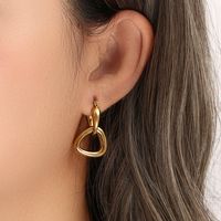Fashion Ear Hoop Jewelry Stainless Steel Geometric Triangle Buckle Earrings main image 4