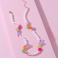 Bijoux De Mode Printemps Tissé Fleur En Forme De Perle Alliage Collier main image 3