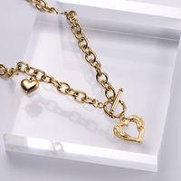 Fashion Electroplated 18k Gold Clavicle Chain Heart-shaped Pendant Necklace main image 4