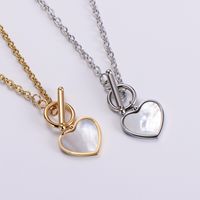 304 Stainless Steel 18K Gold Plated Fashion Plating Heart Shell Earrings Necklace main image 4
