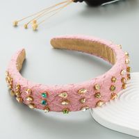 Fashion Baroque Style Diamond Pleated Sponge Wide Brim Hair Accessories Headband main image 4