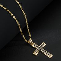 Fashion Copper Plated Real Gold Micro Inlaid Color Zircon Pendant Necklace main image 4